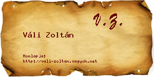 Váli Zoltán névjegykártya